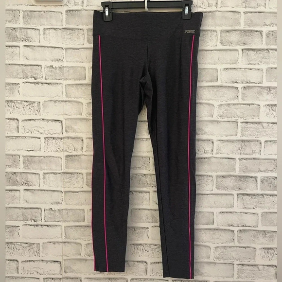 PINK Victoria's Secret Pants - Women’s PINK Victoria’s Secret yoga leggings, gray heather w/pink stripe Small